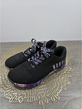 NOBULL Trainer ( Sz 8.5) Women Shoes Black Floral CrossFit Training Gym Sneaker